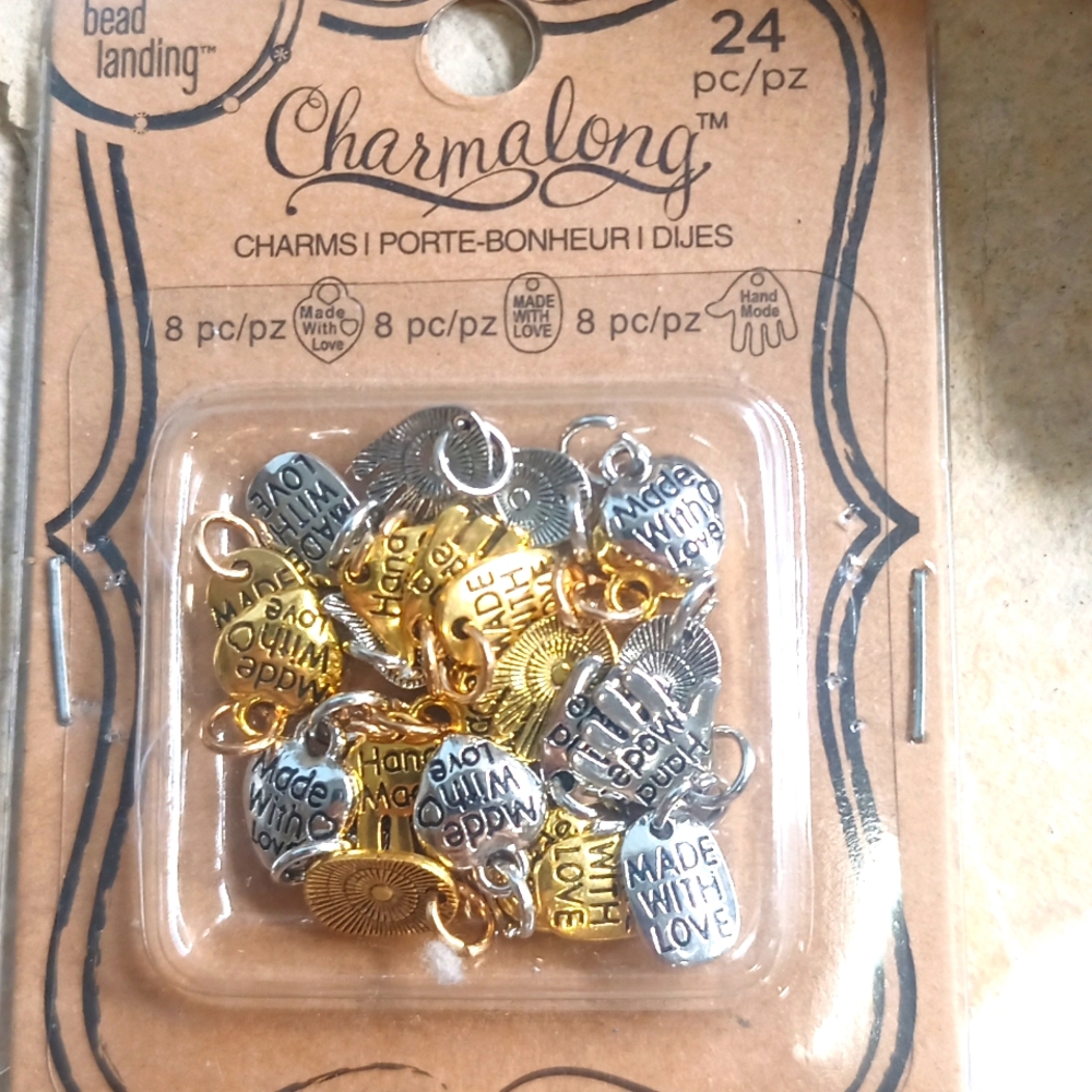 24 pcs Charm for jewelry making hand tag heart love
